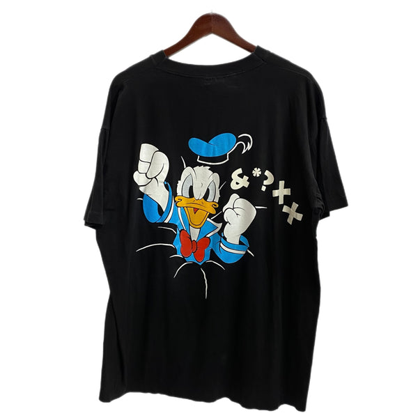 【曜日割引対象外】 US古着 ディズニー Disney 激おこドナルド ぶち抜き両面TシャツMICKEY＆CO. Tシャツ ブラック 201MT-3643 VB
