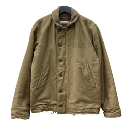 バズリクソンズ BUZZ RICKSON'S N-1 デッキジャケット NAVY DEPARTMENT Military ミリタリー U.S.NAVY ステンシル M品番  M13530 ジャケット ワンポイント ブラウン Lサイズ 104MT-2181