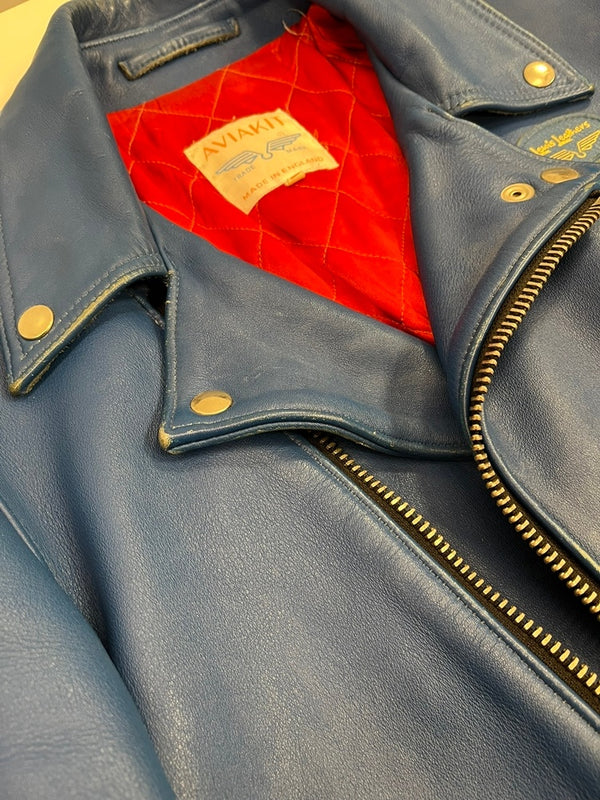 ルイスレザー Lewis Leathers サイクロン ヴィンテージターコイズ 青 ダブルライダース レザージャケット 38 ジャケット ブルー 101MT-5276