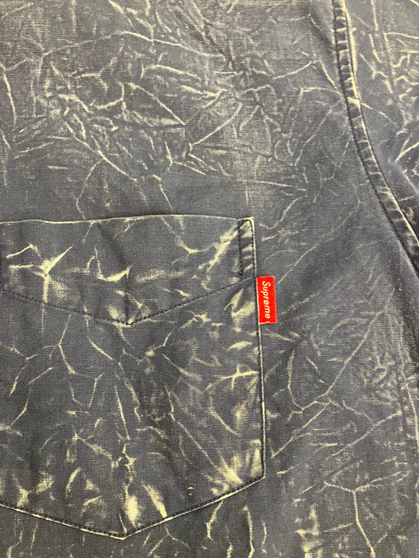 シュプリーム SUPREME  Acid Shirt 13SS アシッドシャツ シワ加工 ボタンダウンシャツ ネイビー XL 半袖シャツ ネイビー LLサイズ 101MT-4749