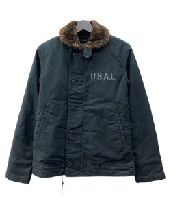 アルファインダストリーズ ALPHA INDUSTRIES N-1 DECK JACKET デッキ ジャケット ミリタリー ジップアップ 裏ボア 軍物 アウター 黒 20521-401 ジャケット ロゴ ブラック Sサイズ 104MT-1805
