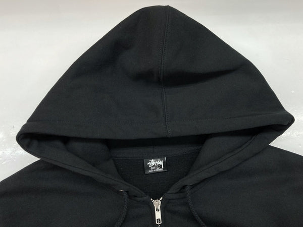 ステューシー STUSSY WORLD TOUR ZIP HOODIE ワールド ツアー ジップ フーディ スウェット パーカー プリント BLACK 黒 パーカ ロゴ ブラック Lサイズ 104MT-737