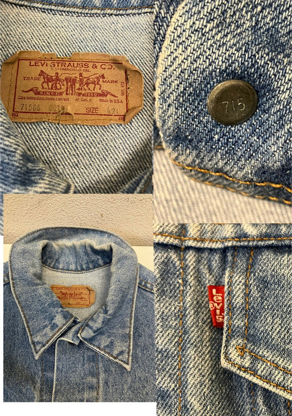 リーバイス Levi's 80's〜90's 71506-0214 ボタン裏715刻印 made in USA アメリカ製 vintage ヴィンテージ Gジャン ロング丈 デニム  42L ジャケット ブルー Lサイズ 101MT-3695