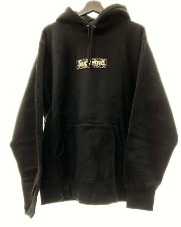 シュプリーム SUPREME 19AW BANDANA BOX LOGO HOODED SWEATSHIRT バンダナ ボックスロゴ プルオーバー 刺繍 黒 XLarge パーカ ワンポイント ブラック 104MT-169