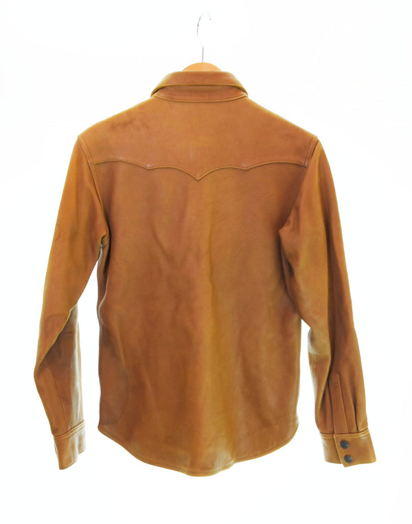 ザフラットヘッド THE FLAT HEAD DEERSKIN SHIRT ディアスキン シャツ レザーシャツ ジャケット 茶 36 ジャケット ブラウン 103MT-1514