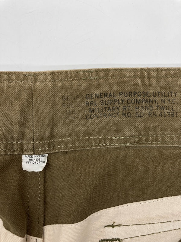 ダブルアールエル RRL WORK PANTS ワーク パンツ カーゴ ボタンフライ ズボン Ralph Lauren 緑 無地 ボトムスその他 カーキ サイズ 32/32 104MB-378