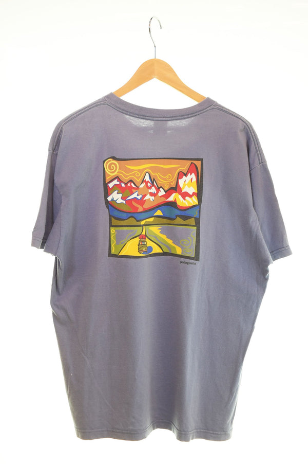 パタゴニア PATAGONIA 90s Made in USA Organic cotton 90's USA製 オーガニックコットン 茄子紺 Tシャツ パープル Lサイズ 103MT-2874