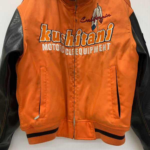【曜日割引対象外】 クシタニ KUSHITANI ライディングジャケット スタジャン レザー ライダースジャケット ジャケット オレンジ Lサイズ 201MT-4144 VB