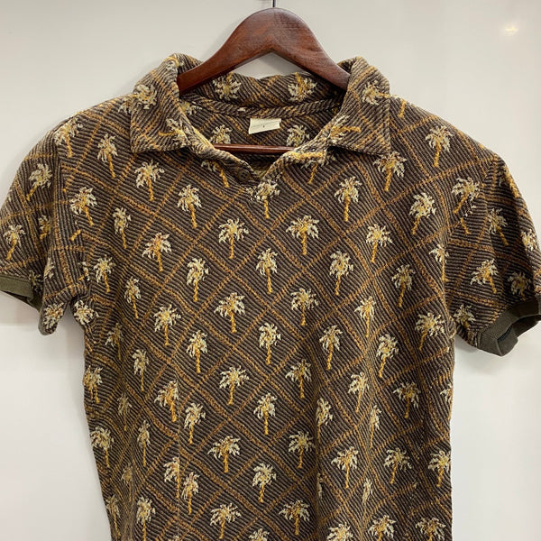 【曜日割引対象外】 キャピタル KAPITAL ヤシの木 総柄 コットン ポロシャツ Tシャツ イエロー 2サイズ 201MT-4408 VB