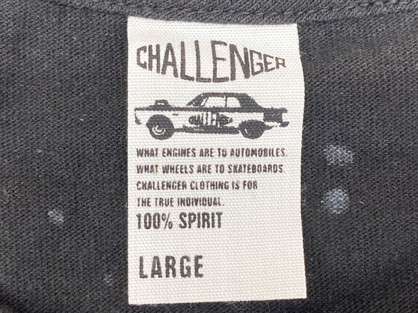 チャレンジャー CHALLENGER 内山幸也コラボ UCCHI BANDANA FROG TEE バンダナ フロッグ カエル 半袖 カットソー クルーネック スピリット ロゴ BLACK 黒 Tシャツ プリント ブラック Lサイズ 104MT-1804