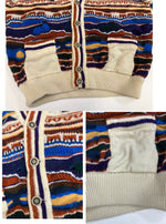クージー COOGI 80's 80年代 白タグ 旧タグ CUGGI VINTAGE ヴィンテージ 立体ニット 3Dニット セーター クレイジーニット   カーディガン マルチカラー Mサイズ 101MT-5075
