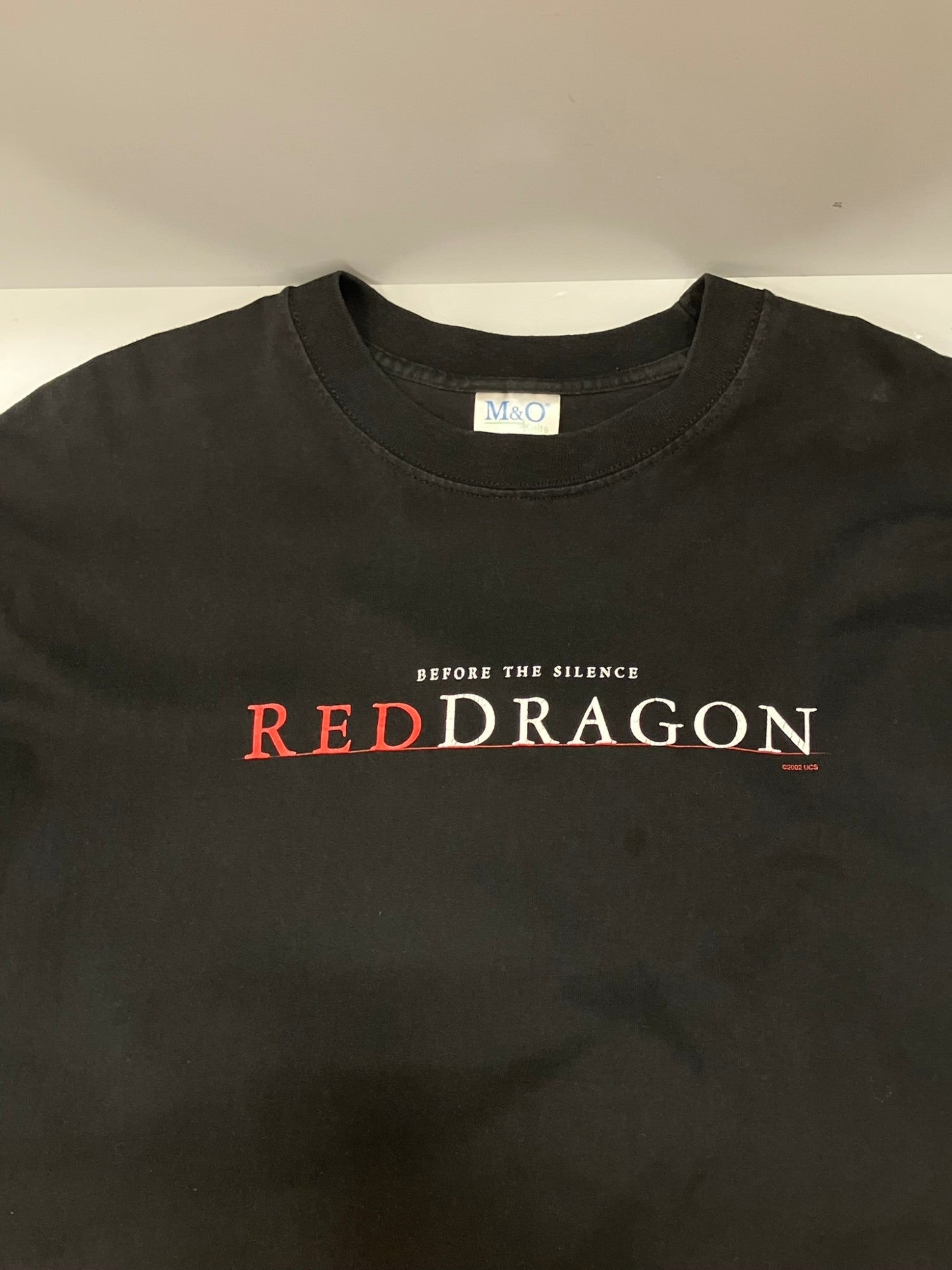 ヴィンテージ Vintage M&O knits BEFORE THE SILENCE RED DRAGON レッドドラゴン 羊たちの沈黙 映画  ムービー ©2002 XL Tシャツ プリント ブラック LLサイズ 101MT-2479 | 古着通販のドンドンサガール