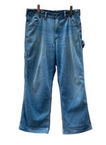 ビッグマック BIG MAC 90s 90年代 ペインターパンツ ワーク サスペンダーボタン  ドーナツボタン ジッパーフライ USA製 青 無地 デニム ブルー 104MB-244