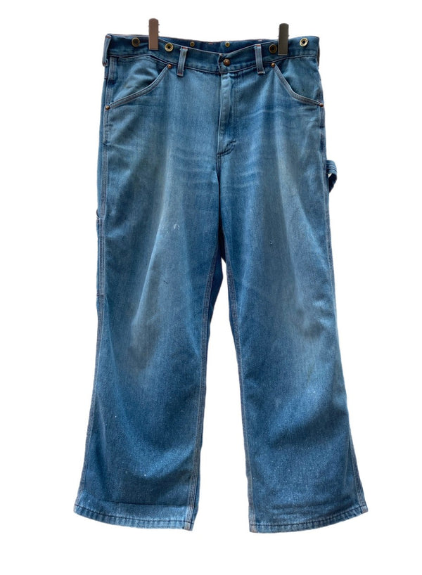 ビッグマック BIG MAC 90s 90年代 ペインターパンツ ワーク サスペンダーボタン  ドーナツボタン ジッパーフライ USA製 青 無地 デニム ブルー 104MB-244