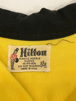 ヒルトン HILTON 60's 60年代 黒タグ ボーリングシャツ 開襟 オープンカラーシャツ ループカラー ボックス バイカラー 2トーン  VINTAGE ヴィンテージ 15 1/2 半袖シャツ イエロー Mサイズ 101MT-4726