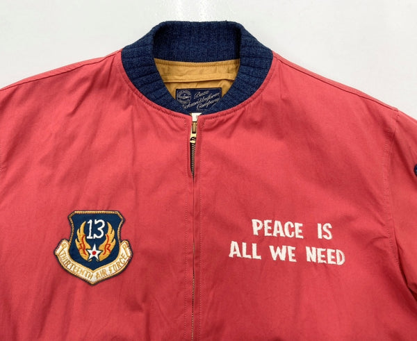 バズリクソンズ BUZZ RICKSON'S × PEANUTS ピーナッツ TOUR JACKET ツアー ジャケット スヌーピー アウター ロゴ 刺繍 赤 BR14073 サイズ 38 ジャケット キャラクター レッド 104MT-1295