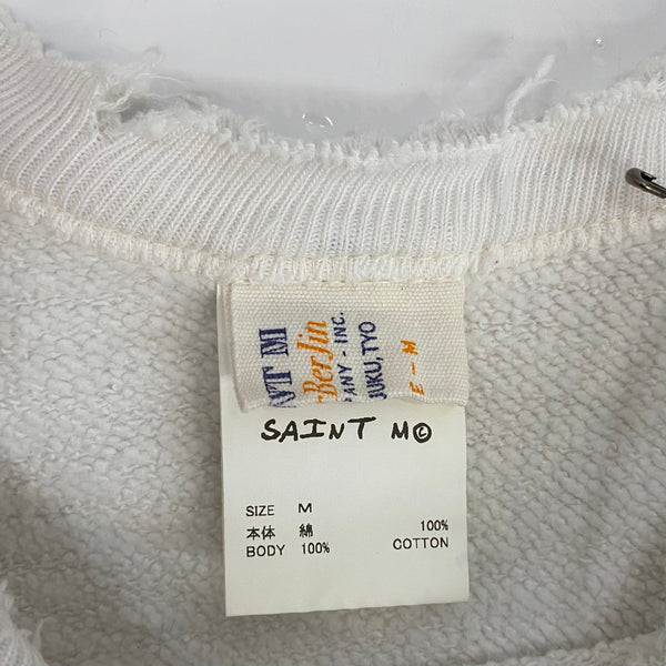 【曜日割引対象外】 セントマイケル SAINT MICHAEL × ベルベルジン BerBerJin 25SS CREW NECK SWEAT YOUNG タグ付き SM-HR8-0000-C38 スウェット ホワイト Mサイズ 201MT-4053 VB