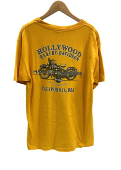 ハーレーダビットソン Harley Davidson 00s 00's ©2004 バイカー モーターサイクル プリント アメリカ製 MADE IN USA Tシャツ イエロー Lサイズ 101MT-3348