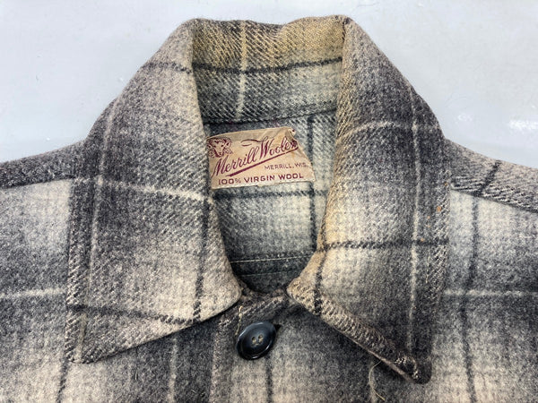 ヴィンテージ vintage 50's 50年代 Merrill Woolens オンブレ チェック ウールジャケット スポーツジャケット 灰色 黒 サイズ 不明 ジャケット チェック グレー 104MT-1005