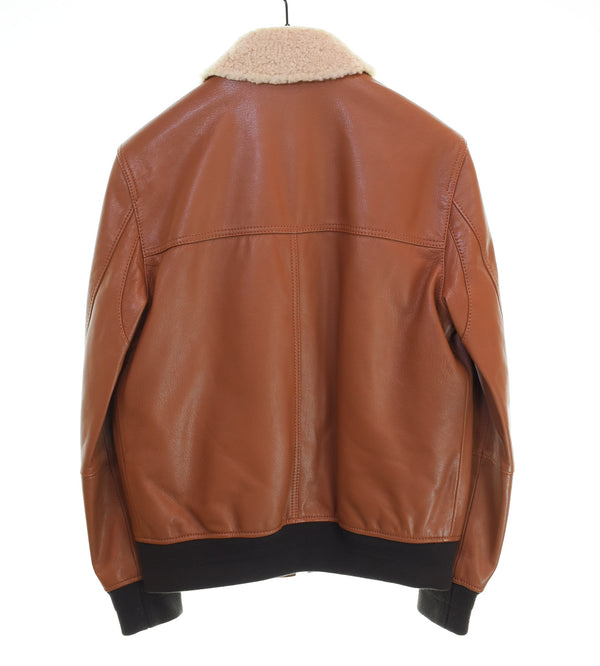 コーチ COACH レザー フライト ジャケット LEATHER FLIGHT JACKET 襟ボア やぎ革  S ジャケット ブラウン 103MT-3449