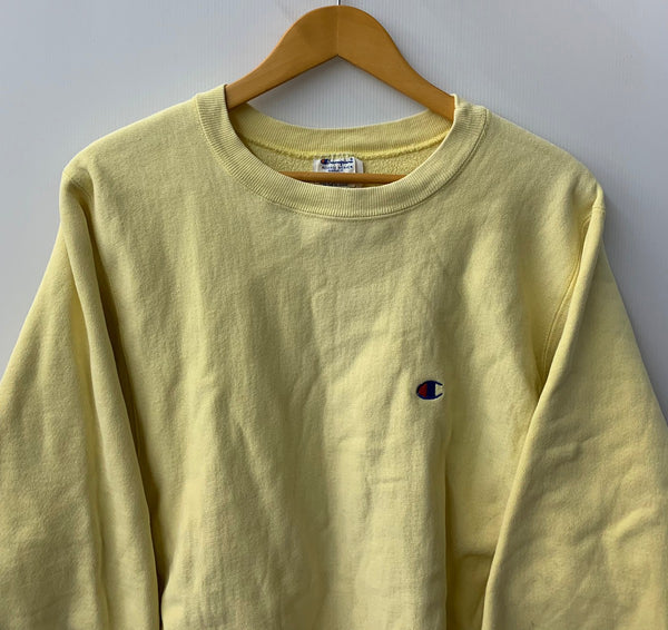 【曜日割引対象外】 チャンピオン Champion 80s リバースウィーブ  REVERSE WEAVE トリコタグ  スウェット ロゴ イエロー Lサイズ 201MT-2183