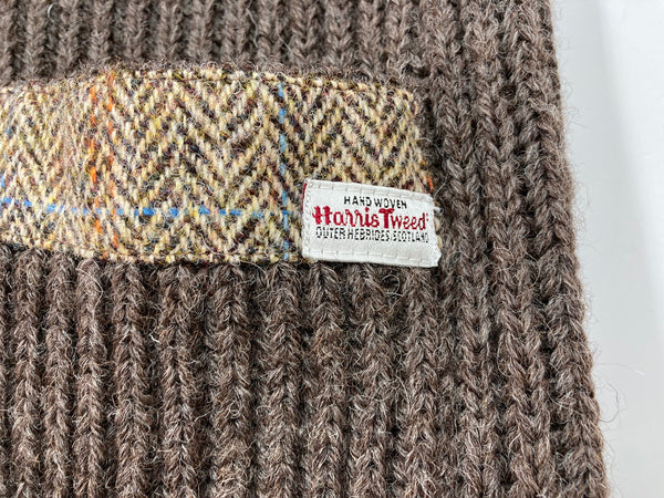 エコッセ Niffi ECOSSE Harris Tweed ハリスツイード ニット 英国製 くるみボタン カーディガン チェック ブラウン XSサイズ 104MT-2257