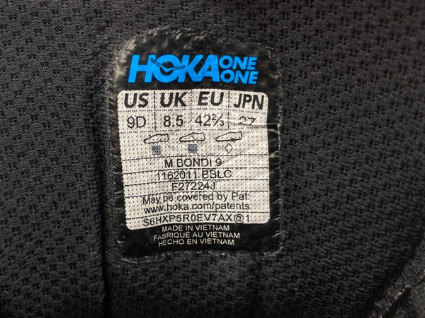 ホカオネオネ HOKA ONE ONE M BONDI 9 ボンダイ ランニング ローカット シューズ 黒 1162011 BBLC メンズ靴 スニーカー ブラック 27cm 104S-954