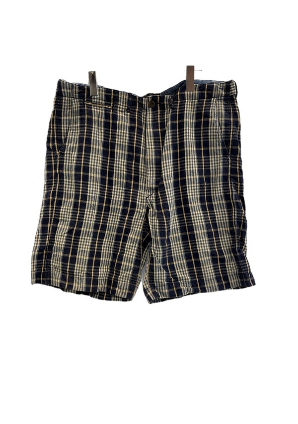 ダブルアールエル RRL ラルフローレン Ralph Lauren チェック柄 コットン リネンパンツ ショートパンツ ハーフパンツ ネイビー サイズ36 101MB-719
