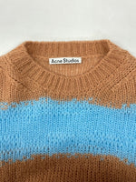 アクネストゥディオズ Acne Studios 21AW DAMAGE BORDER CREWNECK NECK ダメージ ボーダー クルーネック ニット 加工 茶 青 FN-WN-KNIT000347 セーター ボーダー ブラウン XSサイズ 104MT-951