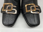 ドルチェ＆ガッバーナ Dolce&Gabbana VERO CUOIO ミドルブーツ チゼルトゥ スクエアトゥ ロゴ金具 ゴールド 刻印 イタリア製 BLACK 黒 DIW5080031 レディース靴 ブーツ その他 ブラック SIZE37 1/2 104S-720