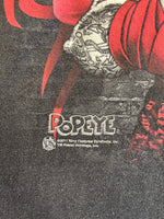 US US古着 POPEYE ポパイ MMA Fighter Armed And Loaded キャラT 黒  Tシャツ ブラック 101MT-4836