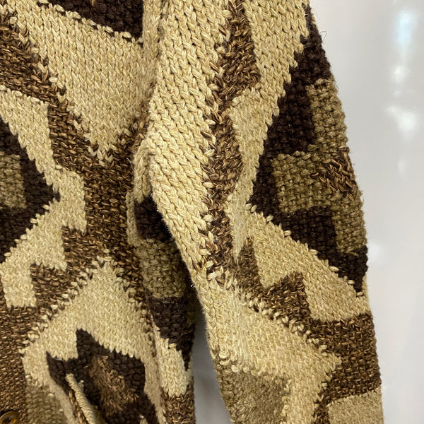 【曜日割引対象外】 ダブルアールエル RRL ハンドニット リネンブレンド ショールカラー カーディガン セーター ブラウン XSサイズ 201MT-4231 VB