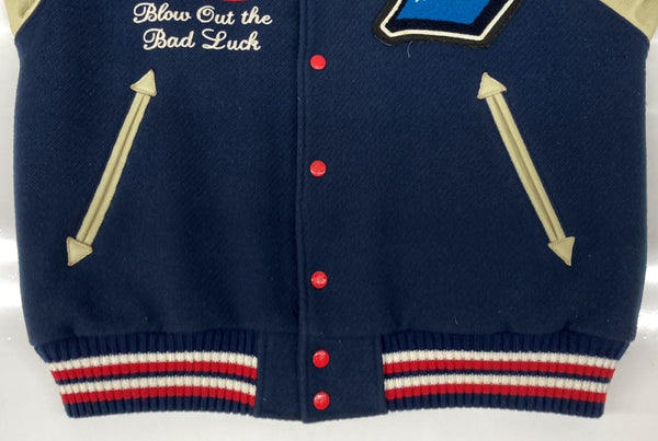 テッドマン TEDMAN STADIUM JACKET スタジアム ジャケット スタジャン バーシティ デビル 袖革 刺繍 アウター 紺 TDJ-15000 サイズ 44 ジャケット 総柄 ネイビー 104MT-1765