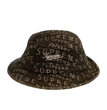 シュプリーム SUPREME 21SS Warp Jacquard Logos Denim Crusher ワープジャガードロゴ デニムクラッシャーハット バケットハット 帽子 メンズ帽子 ハット ブラック 101hat-108