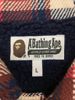 アベイシングエイプ A BATHING APE 23AW BAPE CHECK CPO JACKET ベイプ チェック ジャケット アンカーボタン ボア  ラブジェネチェック 001LJJ801010M ジャケット チェック マルチカラー Lサイズ 104MT-588 | 古着通販のドンドンサガール