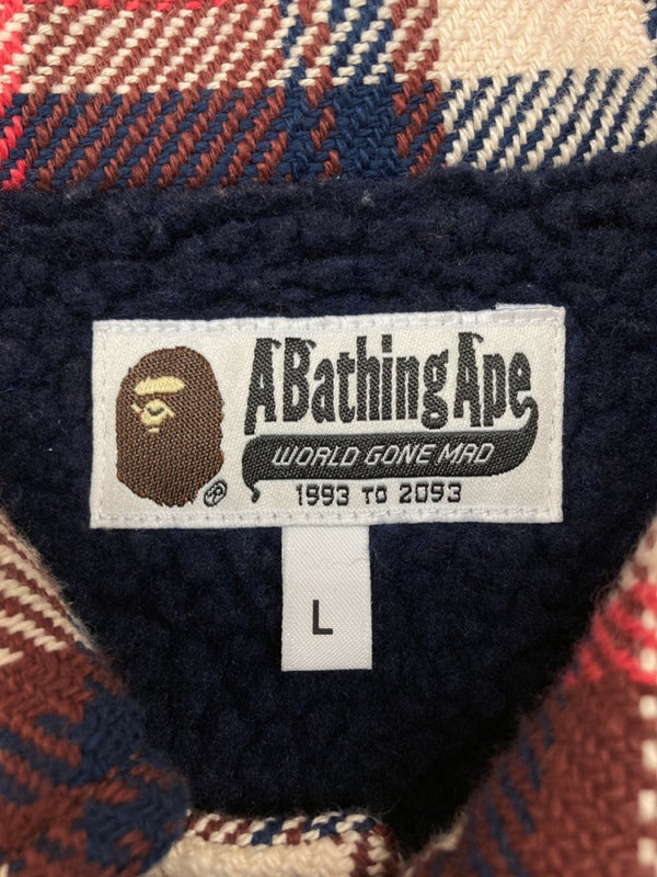 アベイシングエイプ A BATHING APE 23AW BAPE CHECK CPO JACKET ベイプ チェック ジャケット アンカーボタン ボア ラブジェネチェック 001LJJ801010M ジャケット チェック マルチカラー Lサイズ 104MT-588