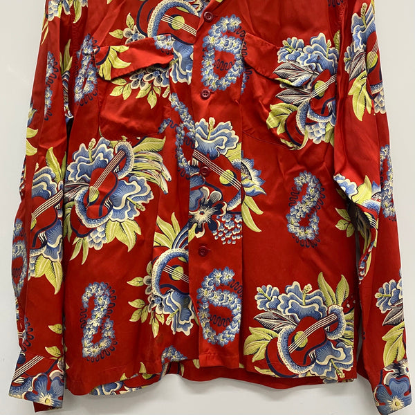 【曜日割引対象外】 サンサーフ SUN SURF アロハシャツ L/S RAYON ALOHA SHIRT SS20084 長袖シャツ レッド Mサイズ 201MT-4395 VB