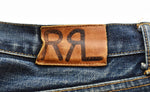 ダブルアールエル RRL ボタンフライ ラルフローレン 革パッチ フレア ブーツカット デニム 00'S 2000年代 デニム ブルー 34 103MB-593