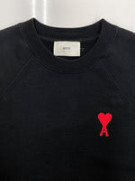 アミパリス AMI PARIS AMI DE COEUR CREWNECK SWEATSHIRT クルーネック スウェットシャツ トレーナー ハート 長袖 パーカー 黒 USW004-747 スウェット 刺繍 ブラック Lサイズ 104MT-2133