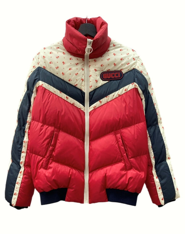 グッチ GUCCI 18AW FLORAL PADDED DOWN JACKET フローラル パデット ダウン ジャケット アウター 白 赤 紺 517555 ZLK32 ジャケット 花・植物 レッド 40 104LT-24