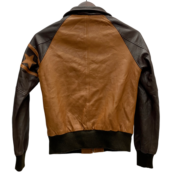 【曜日割引対象外】 ショット SCHOTT レザージャケット ラムレザー スター 袖切替 3181030 ジャケット ブラウン XSサイズ 201MT-4557 VB