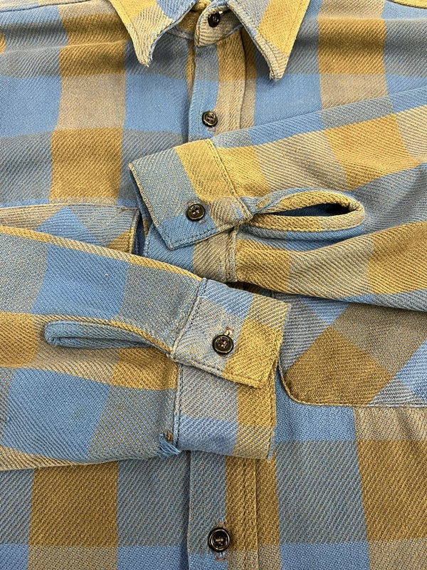 ファイブブラザー FIVE BROTHER 70s~80s 80's 80年代 USA製 ヘビーネルシャツ バッファローチェック柄 青×茶 ヴィンテージ 長袖シャツ ブルー Lサイズ 101MT-5129
