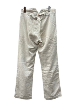 ヴィンテージ vintage 20s 30s ボージョンパンツ ヘリンボーン リネン 針シンチ フランス軍 フレンチ ユーロ French Army Linen HBT Bourgeron 生成り 無地 スラックス ホワイト 104MB-298
