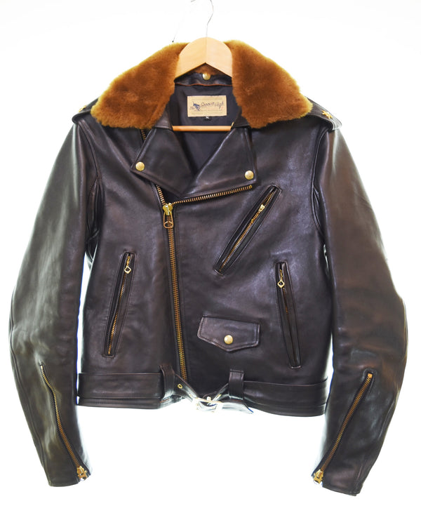 グルービンハイ The Groovin High 襟 ムートンボア付き  ダブルライダースジャケット ジャケット ブラック Mサイズ 103MT-3167