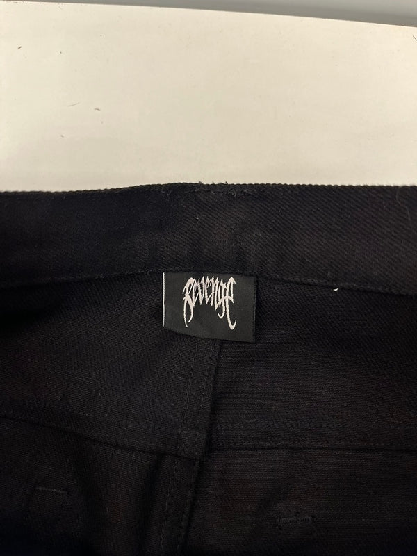 リベンジ REVENGE デニムパンツ ブラックデニム 刺繍ロゴ y2k 黒 デニム ブラック Sサイズ 101MB-759