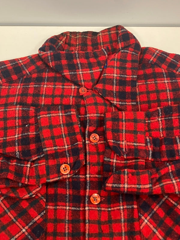 ペンドルトン PENDLETON 70's 70年代 ウール チェックシャツ ボードシャツ  ネルシャツ 開襟 オープンカラー ボックス vintage ヴィンテージ MADE IN USA アメリカ製  長袖シャツ レッド Lサイズ 101MT-5359