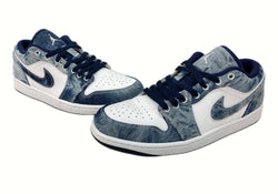 ナイキ NIKE 24年製 AIR JORDAN 1 LOW WASHED DENIM エア ジョーダン ウォッシュド デニム AJ1 ジャンプマン 白 青 CZ8455-100 メンズ靴 スニーカー ブルー 27.5cm 104S-641