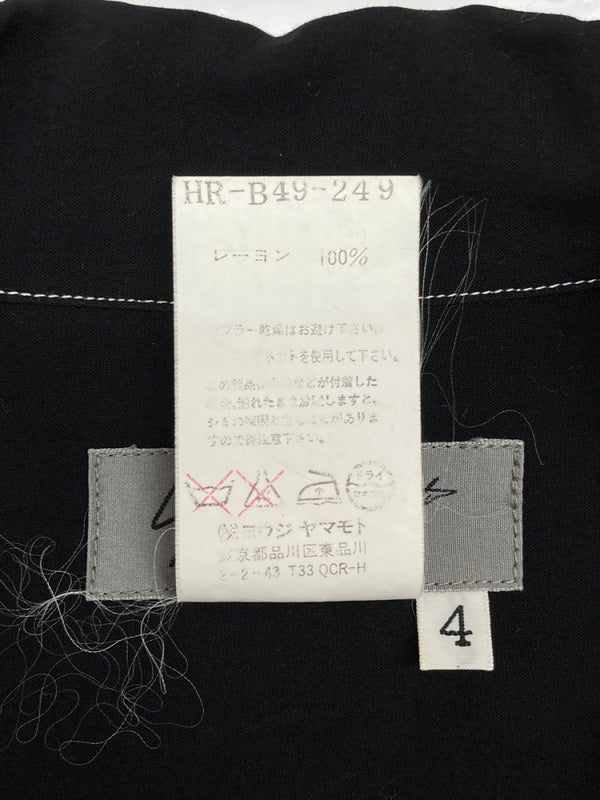 ヨウジヤマモト Yohji Yamamoto POUR HOMME OPEN SHIRT オープン シャツ ホワイトステッチ ブラウス 長袖 薄手 黒 HR-B49-249 サイズ 4 ジャケット 無地 ブラック 104MT-2118