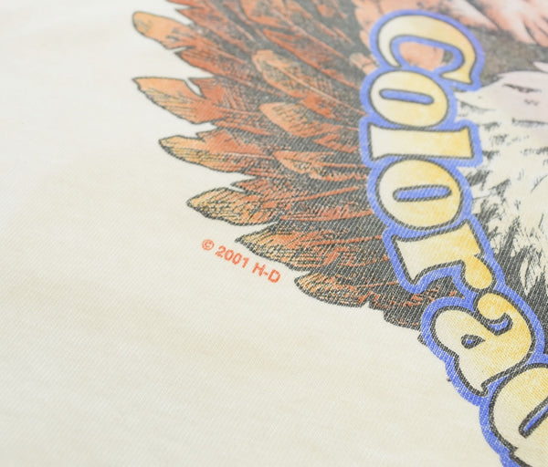 ハーレー ダビッドソン Harley Davidson  00's COLORADO SPRINGS EAGLE PRINT Tee コロラド イーグル Made in USA Hanes BEEFY-T XL Tシャツ ホワイト 103MT-2887