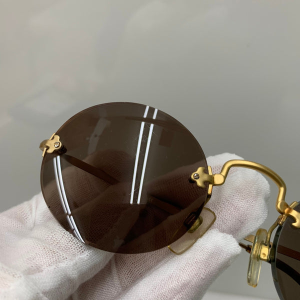 【中古】ジョルジオ アルマーニ GIORGIO ARMANI サングラス 702 744 140 リムレス 眼鏡・サングラス 眼鏡 ブラウン 201goods-627